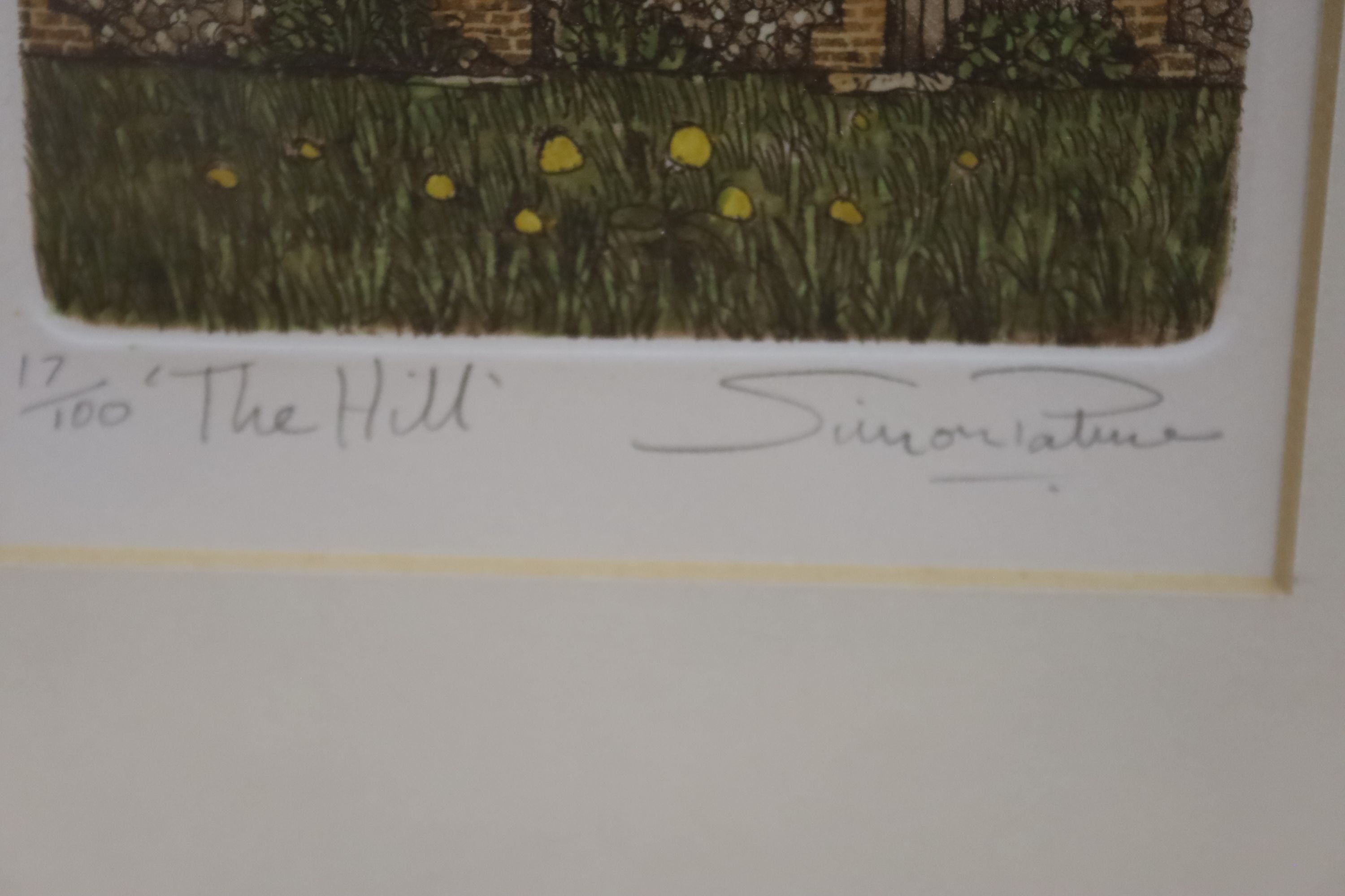 Simon Palmer, two limited edition prints, 'The Hill' and 'The Field', signed in pencil, 17/100 and 35/100, 12.5 x 11cm